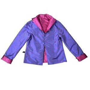 XILINGSHI Reversible Pink Purple Embroidered Asian-Inspired Raw Silk Jacket  S/M
